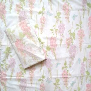 Vintage Martex Floral Butterflies Twin Flat & Fitted Sheet - Summer Meadows